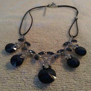 Women's Necklace Blue Leaves Crystal Zircon New